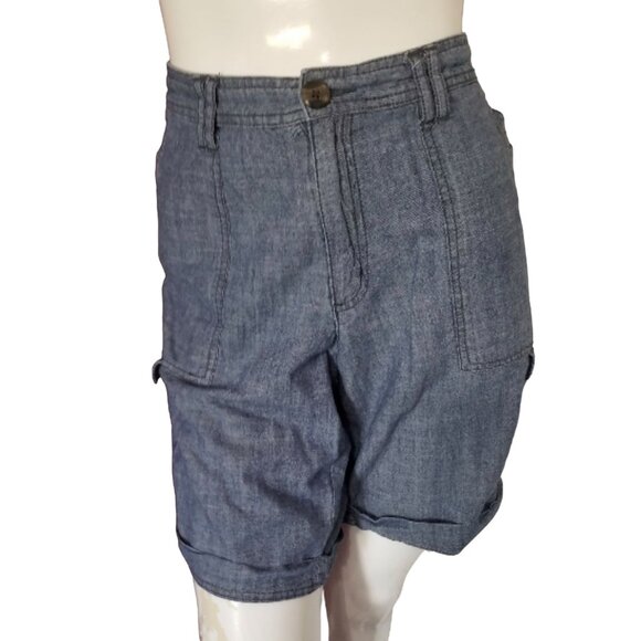 Merona High Waisted Cargo Shorts Sz 12 Womens Rolled Legs and Pockets - Picture 1 of 5